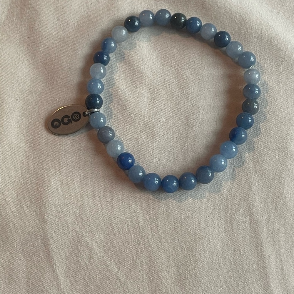 Blue Beaded Bracelet with Inspirational Charm Be Intentional - Picture 2 of 4